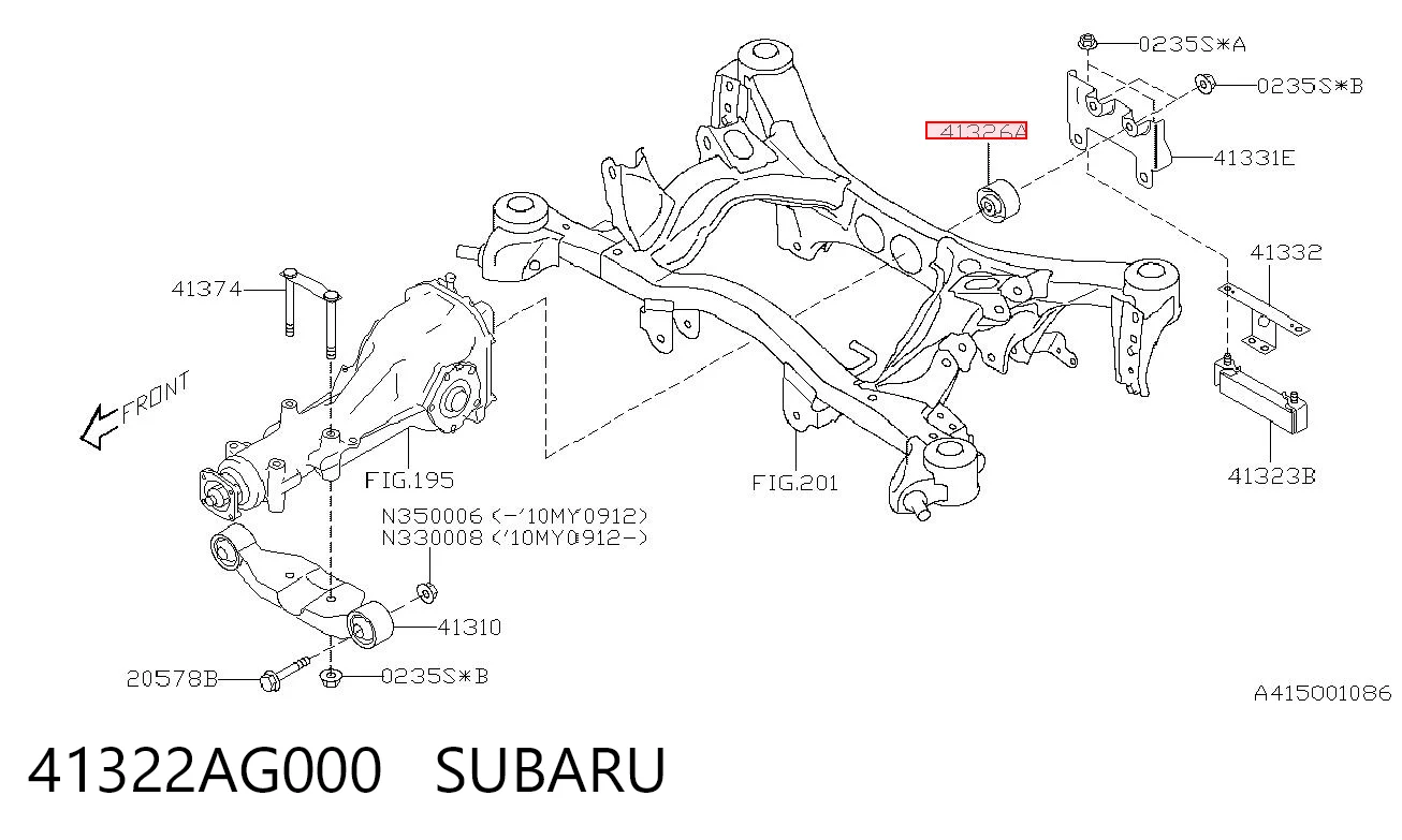 Silentblock del puente trasero para Subaru Impreza III GH