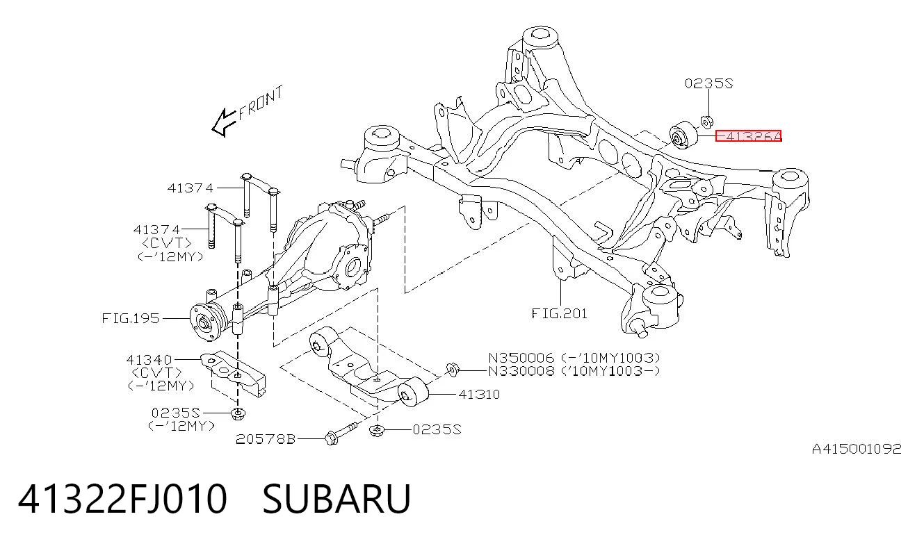 41322FJ010 Subaru Silentblock del puente trasero