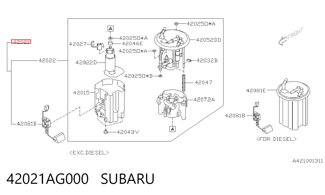 42021AG000 Subaru Unidad de alimentación de combustible