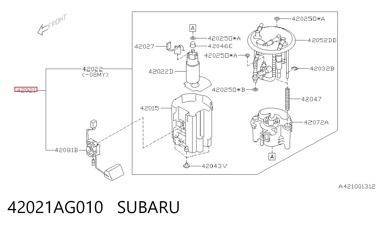 42021AG010 Subaru Unidad de alimentación de combustible