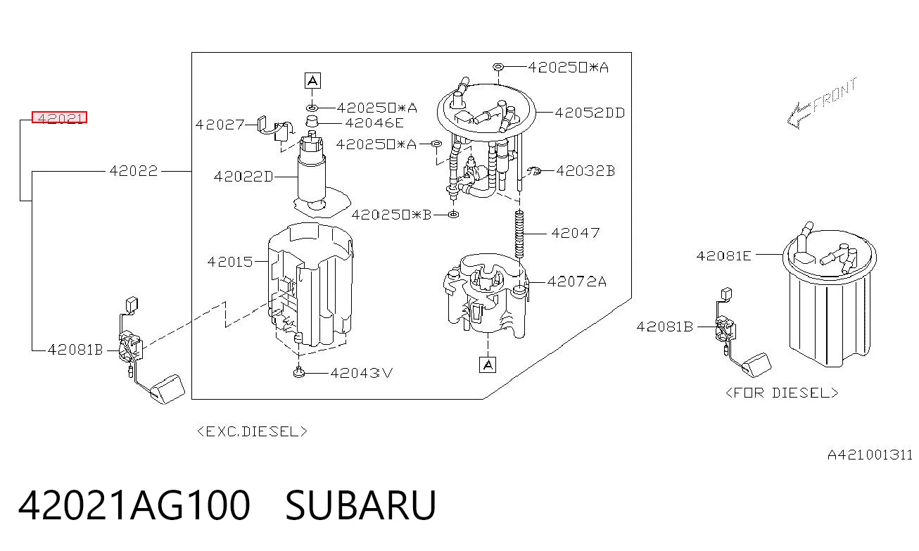 42021AG100 Subaru Módulo de alimentación de combustible