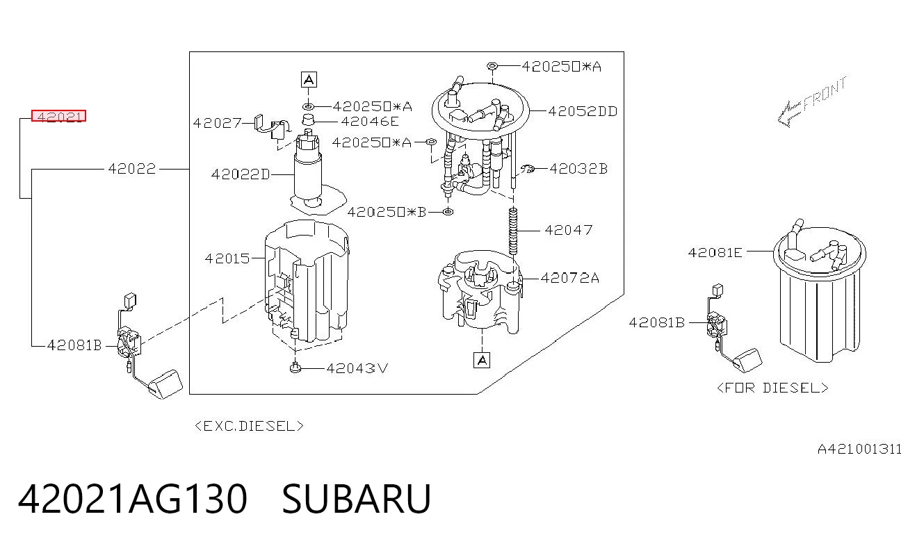 42021AG130 Subaru Unidad de alimentación de combustible