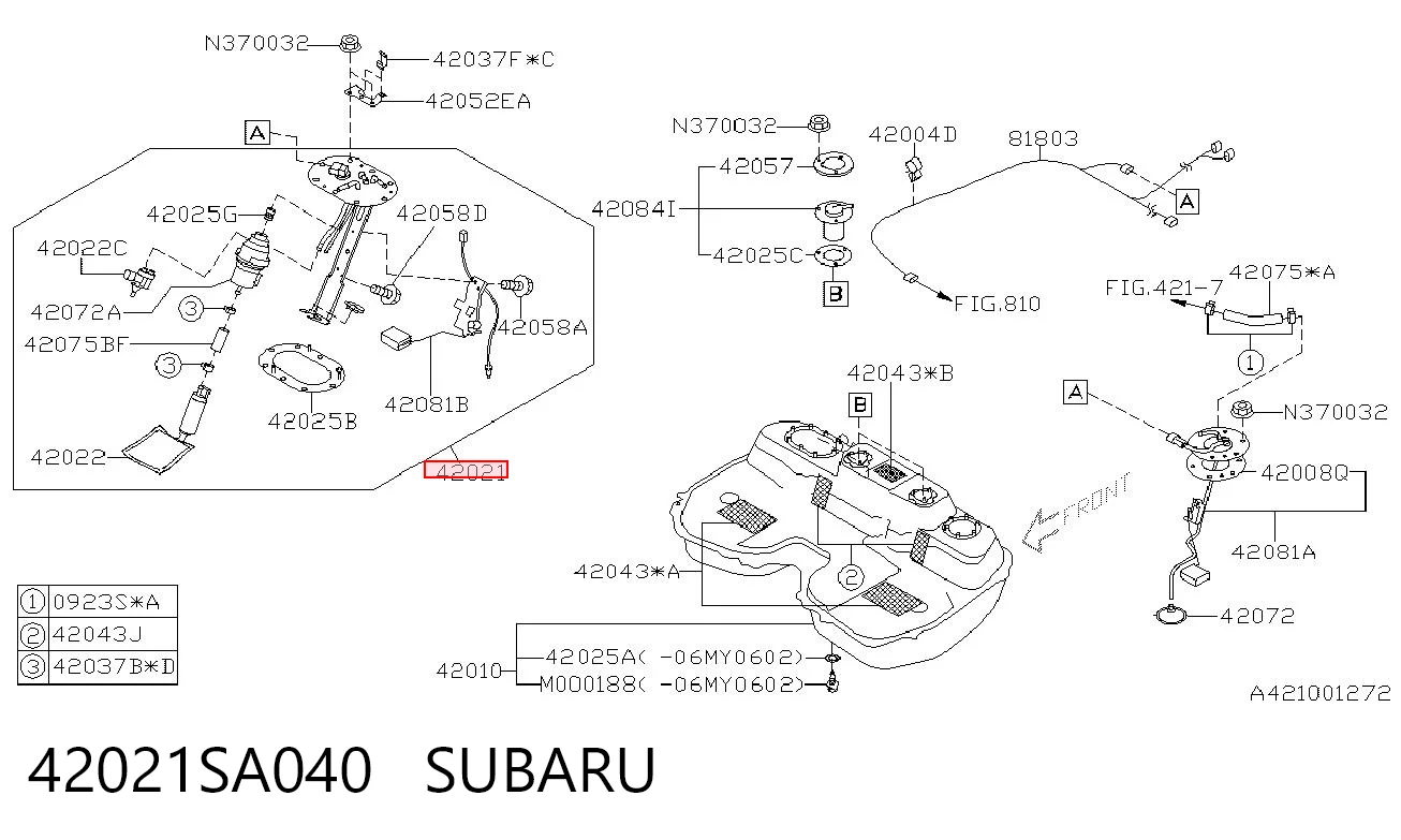 42021SA040 Subaru Unidad de alimentación de combustible