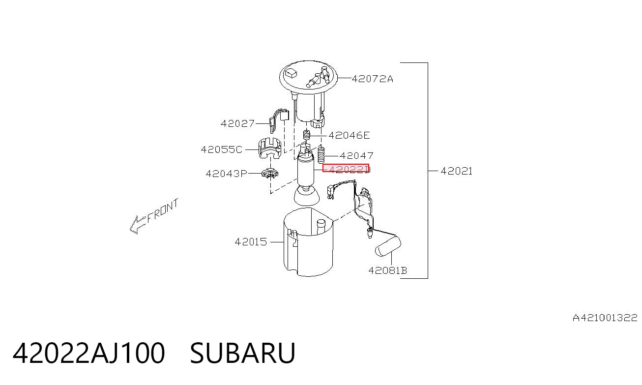 42022AJ100 Subaru Módulo de alimentación de combustible