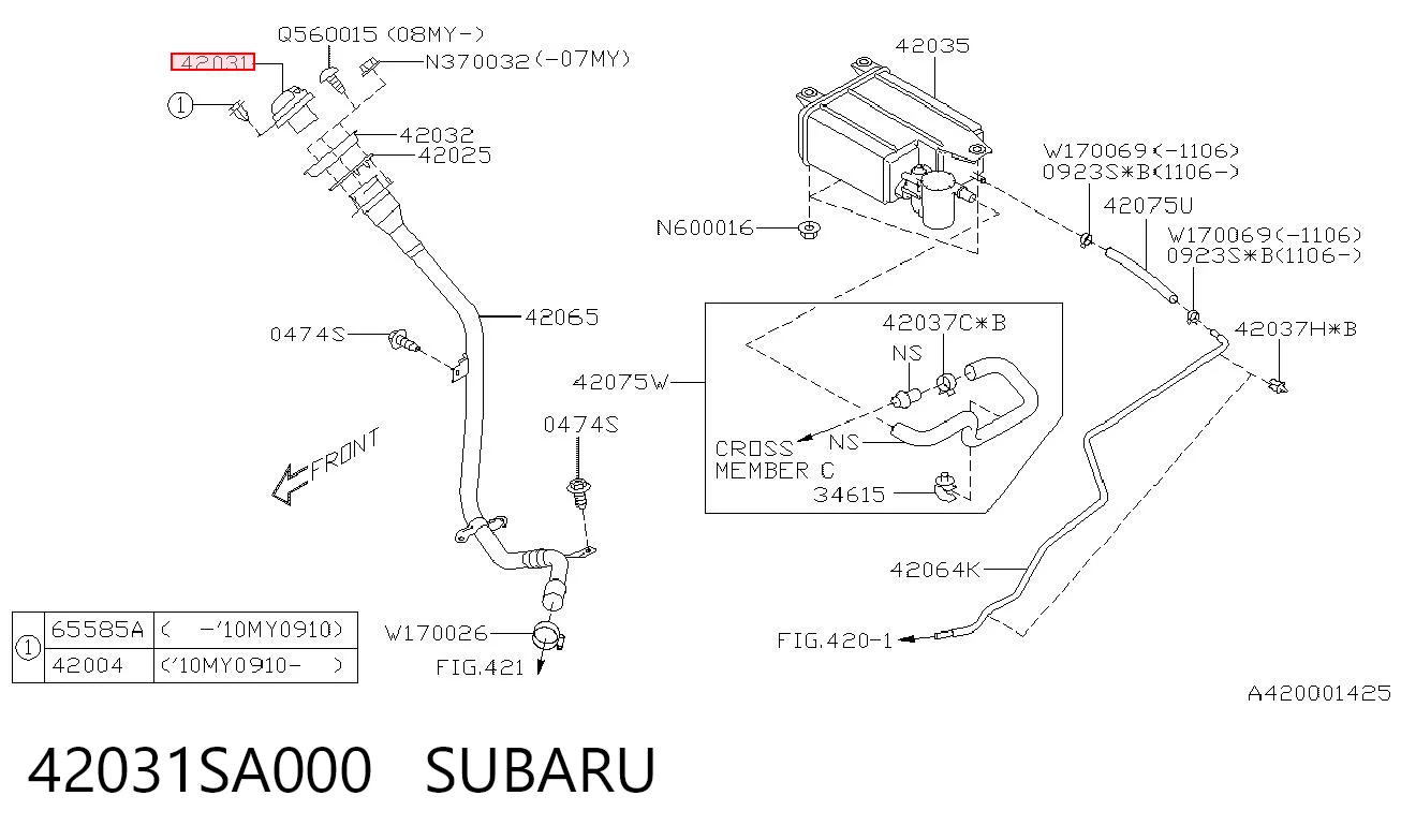 42031SA000 Subaru Tapa tanque combustible