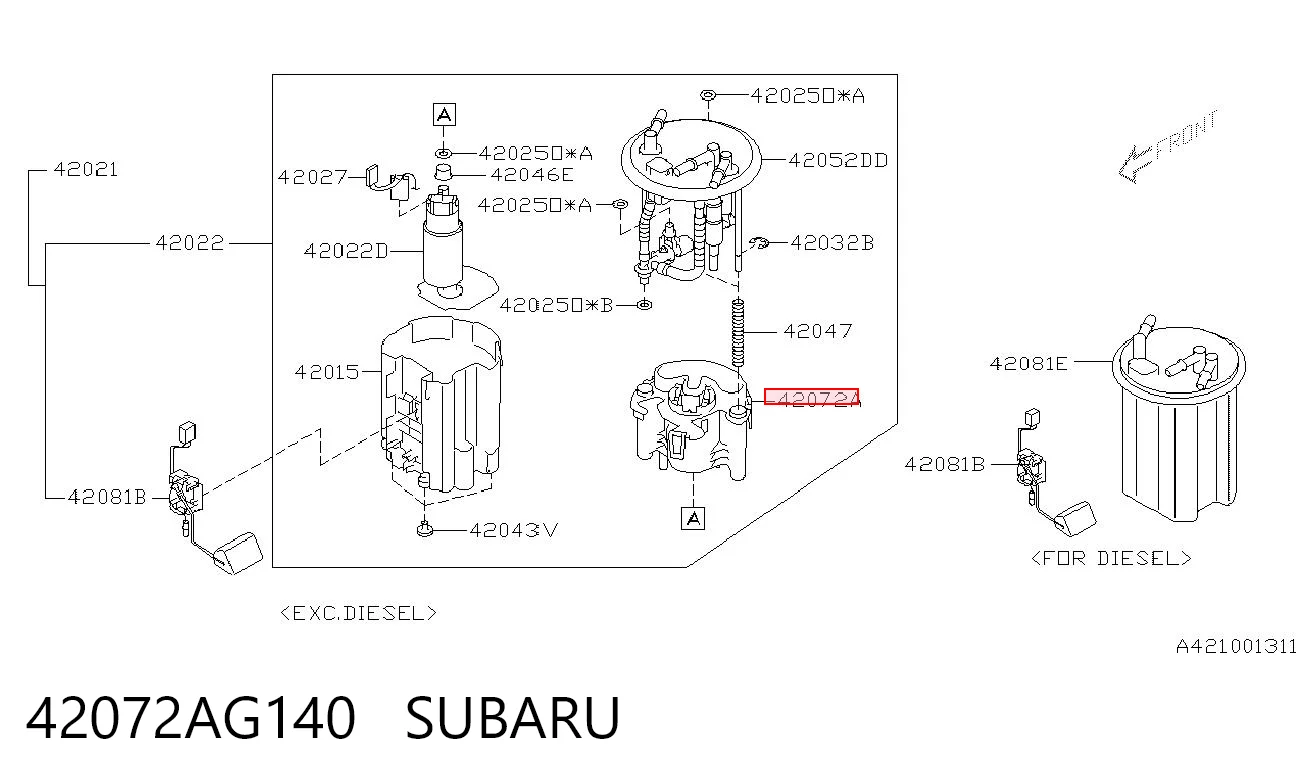 42072AG140 Subaru Filtro de gasolina