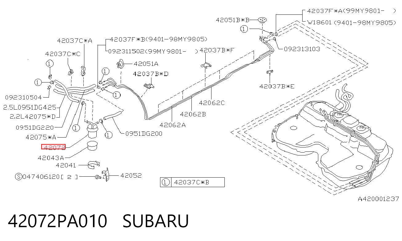 42072PA010 Subaru Filtro de gasolina