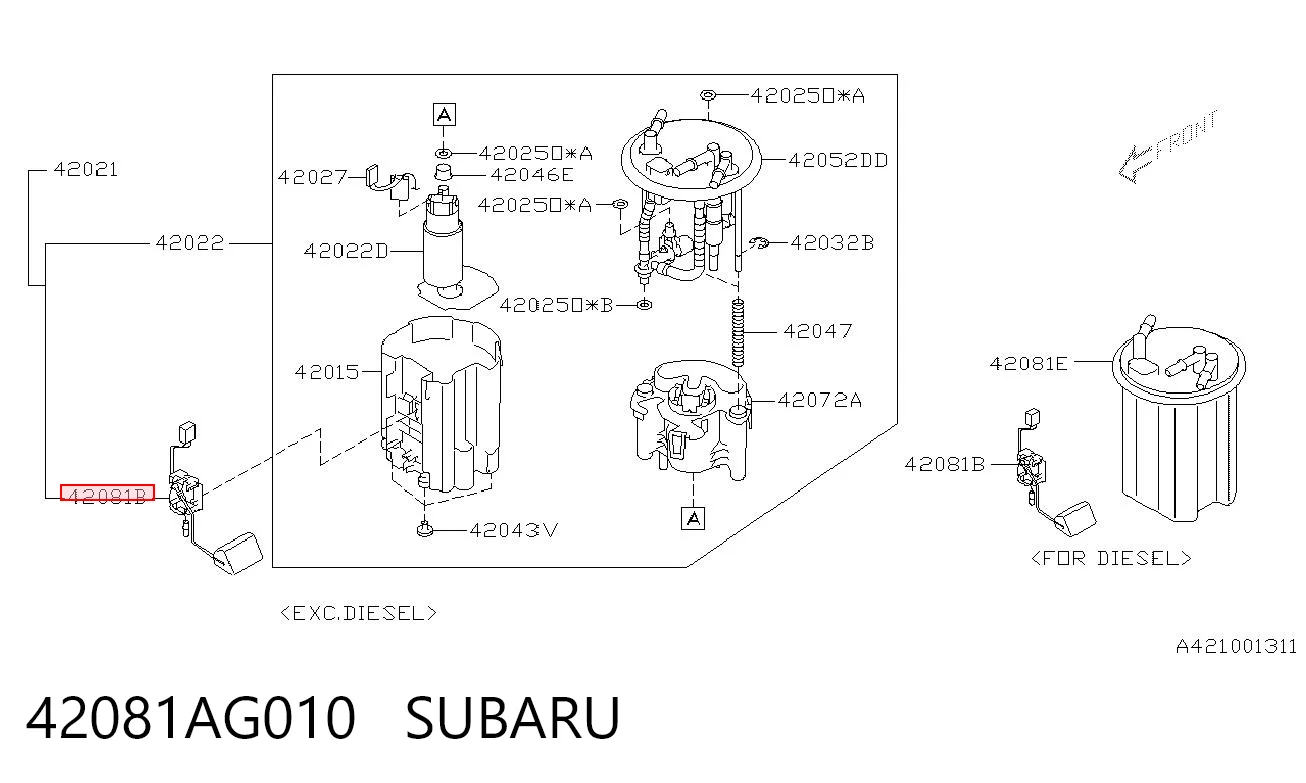 42081AG010 Subaru Medidor de combustible