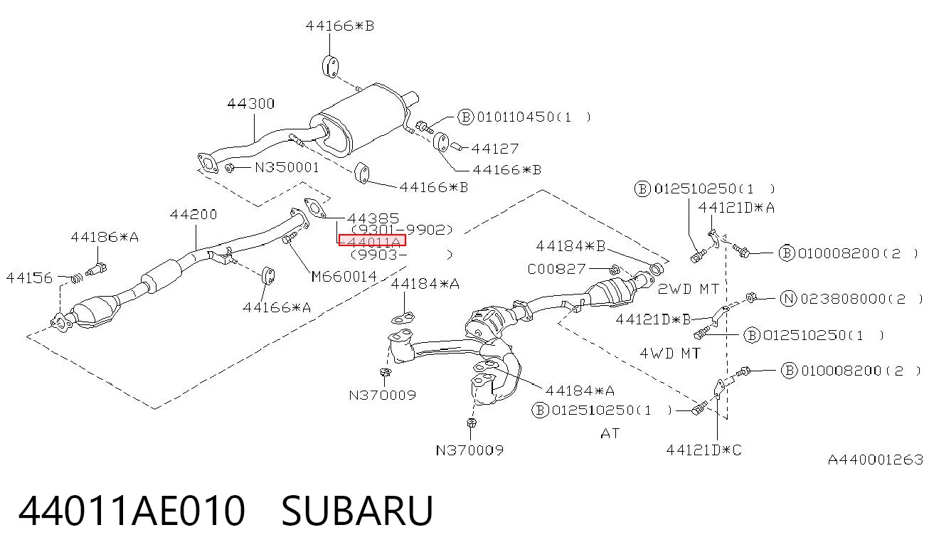 44011AE010 Subaru Junta de sistema de escape