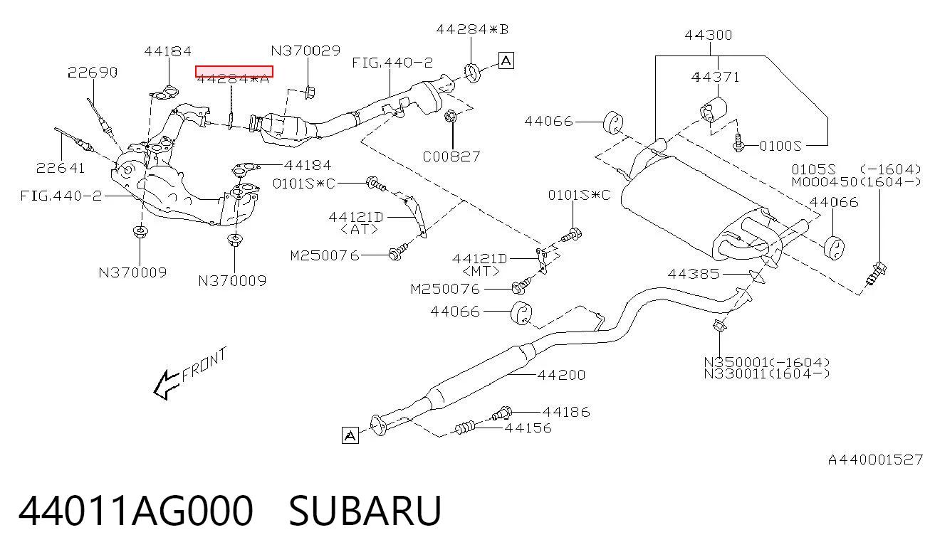 44011AG000 Subaru Junta de sistema de escape