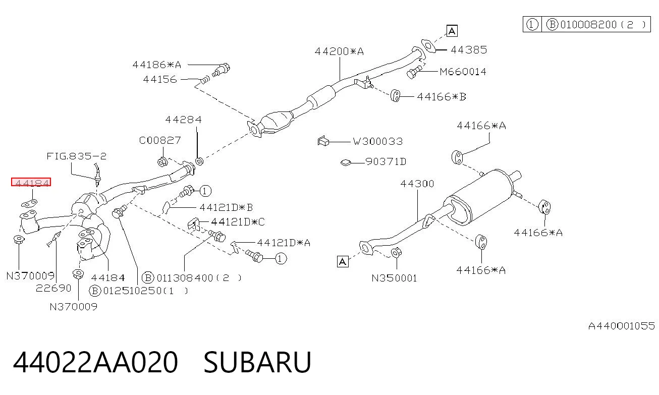 44022AA020 Subaru Junta colector joint