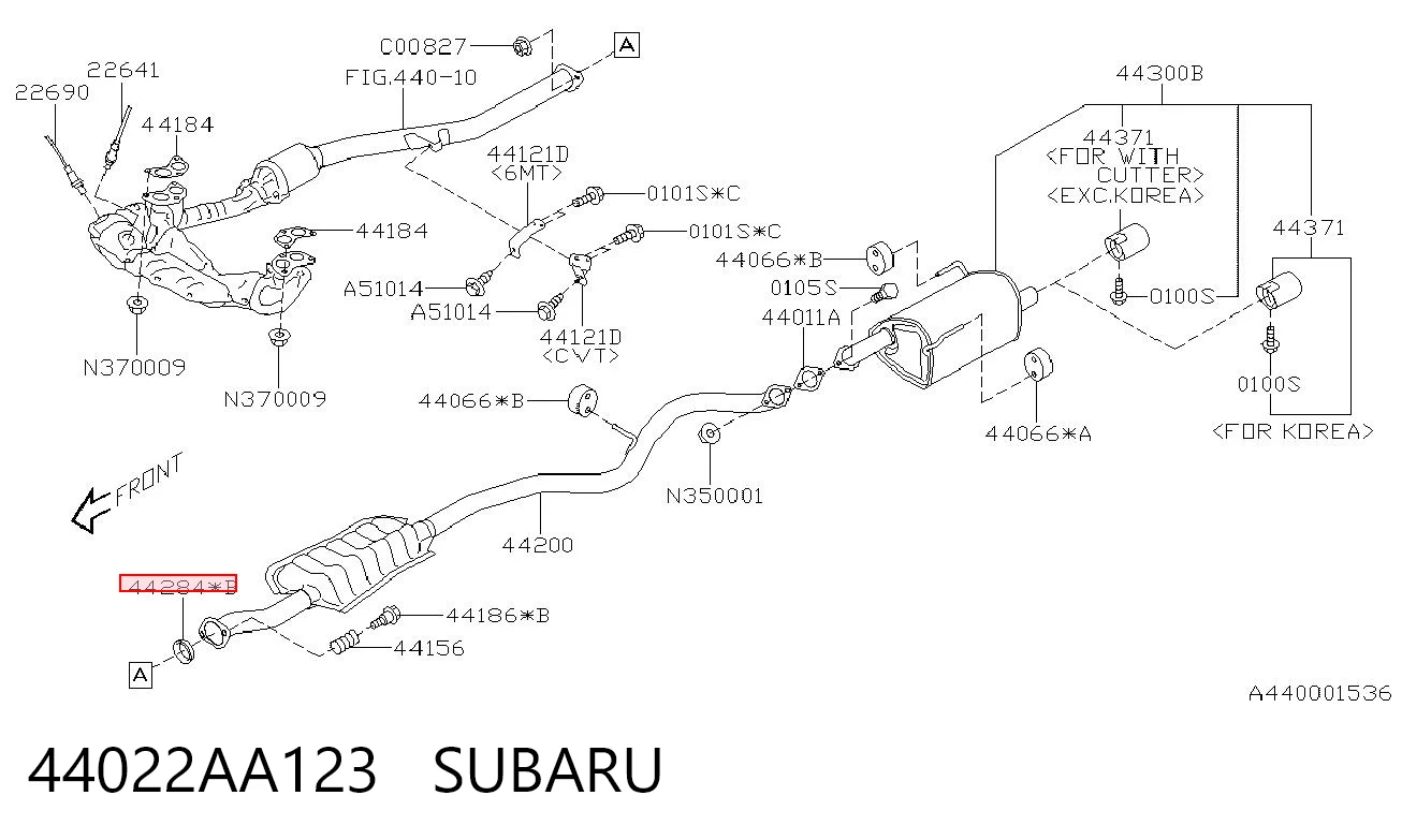 44022AA123 Subaru Anillo de la tubería de admisión del silenciador