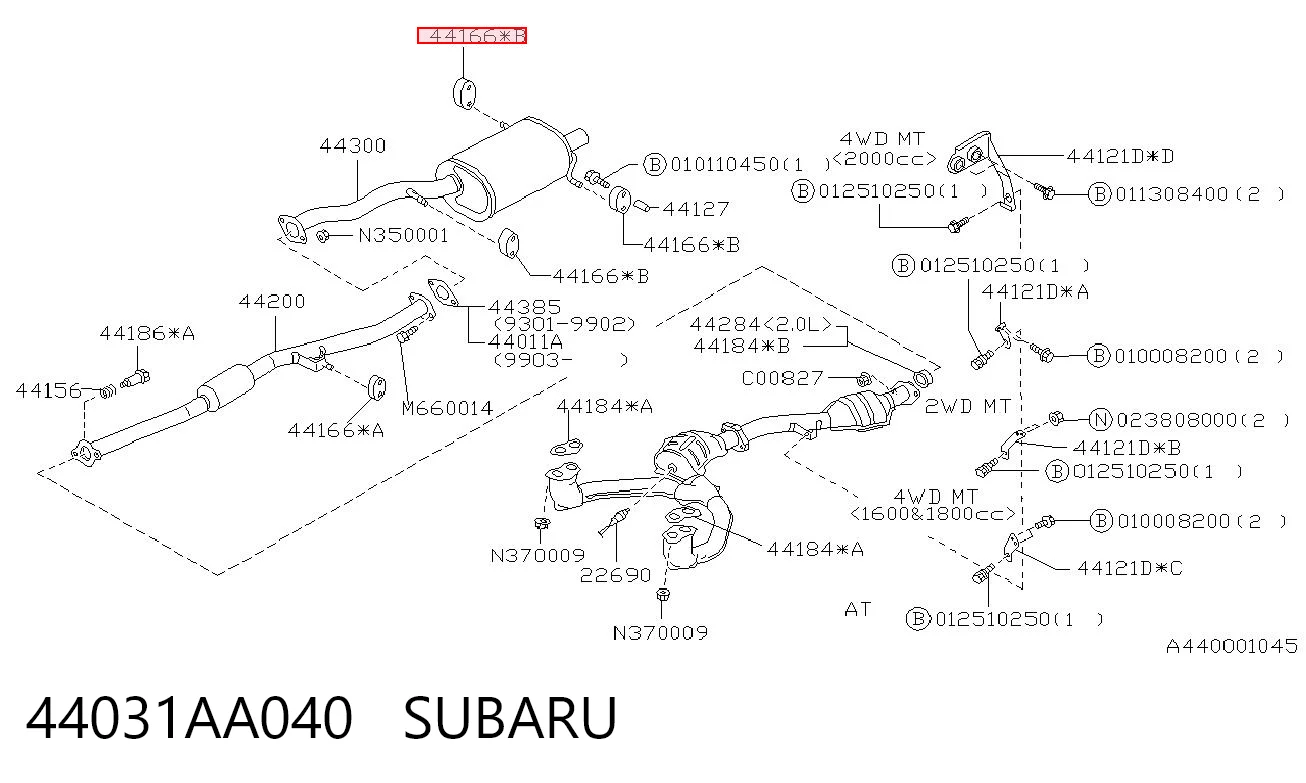 44031AA040 Subaru Soporte de escape