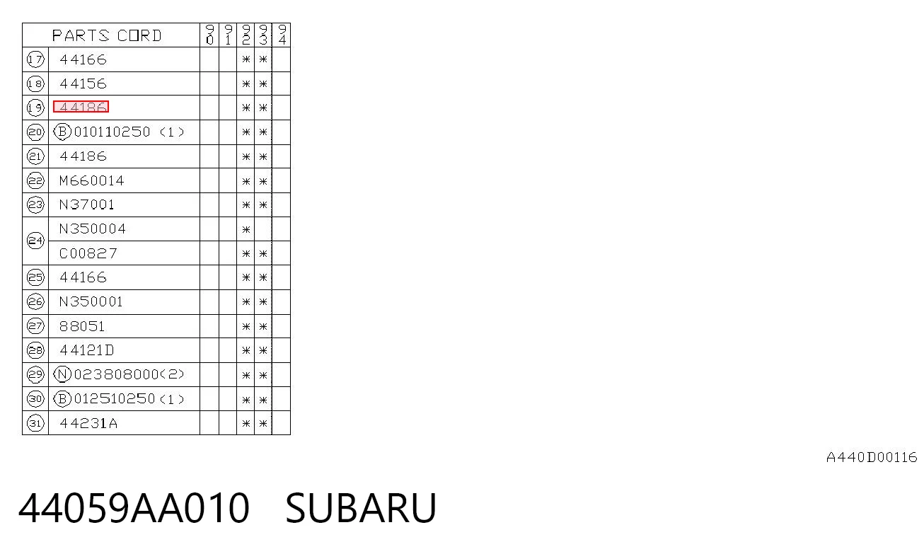 44059AA010 Subaru Perno del sistema de escape (silenciador)
