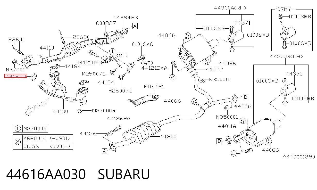 44616AA030 Subaru Junta de sistema de escape