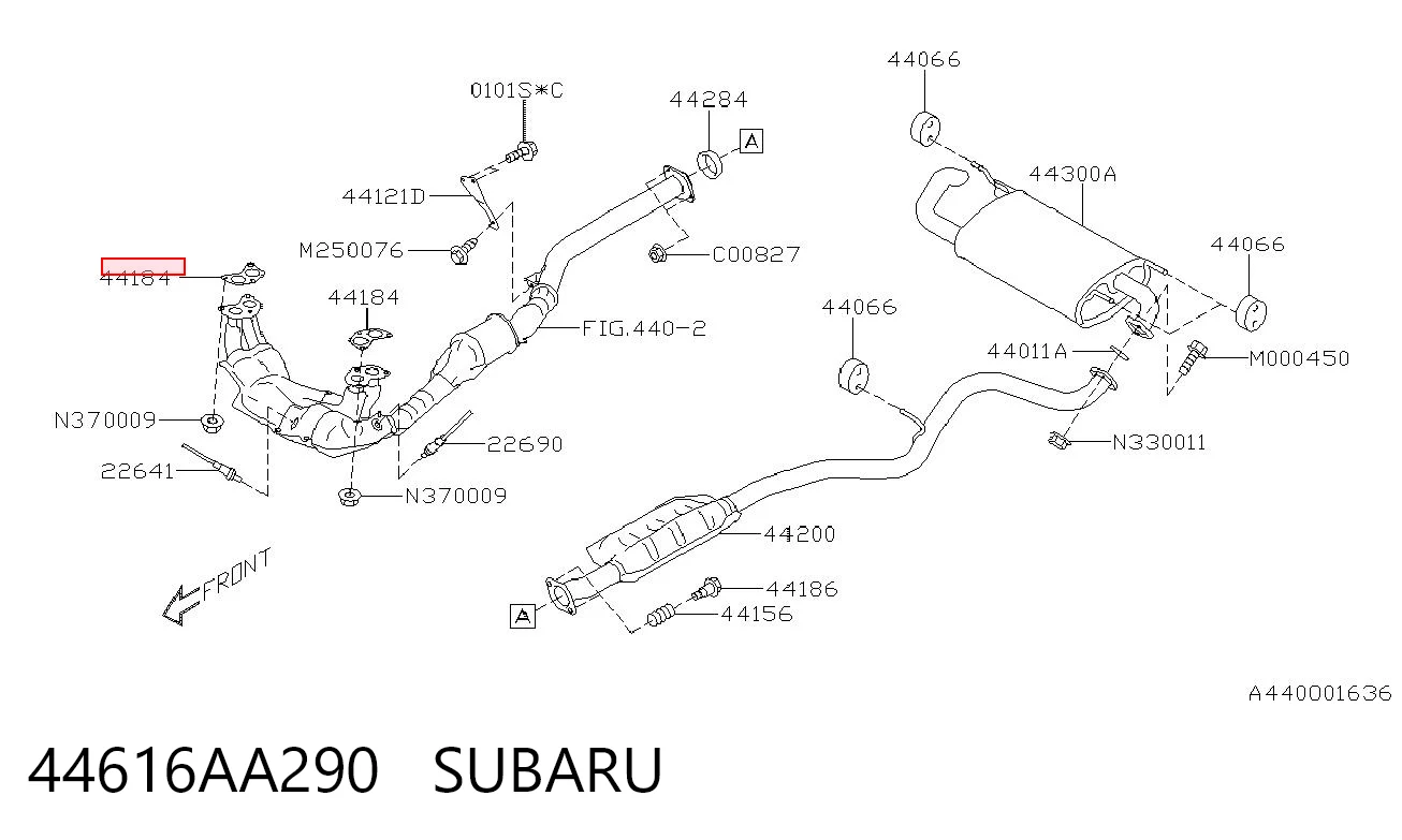 44616AA290 Subaru Junta colector joint