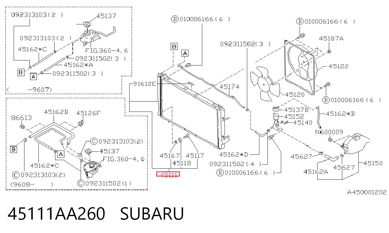 Radiador de refrigeración del motor 45111AA260 SUBARU