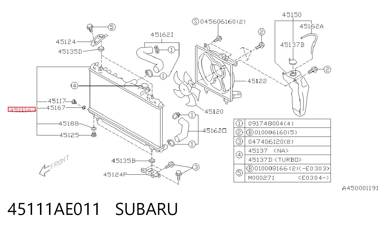 45111AE011 Subaru Refrigeración del motor