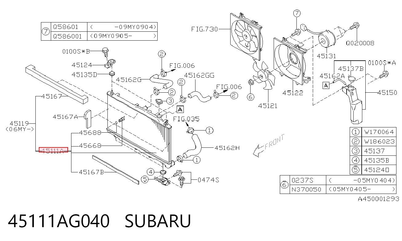 45111AG040 Subaru Refrigeración del motor