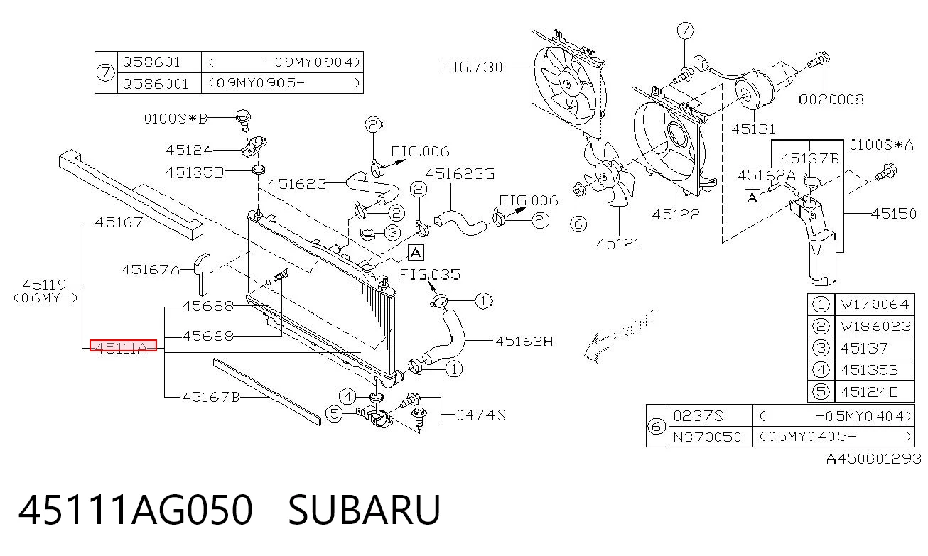 45111AG050 Subaru Refrigeración del motor
