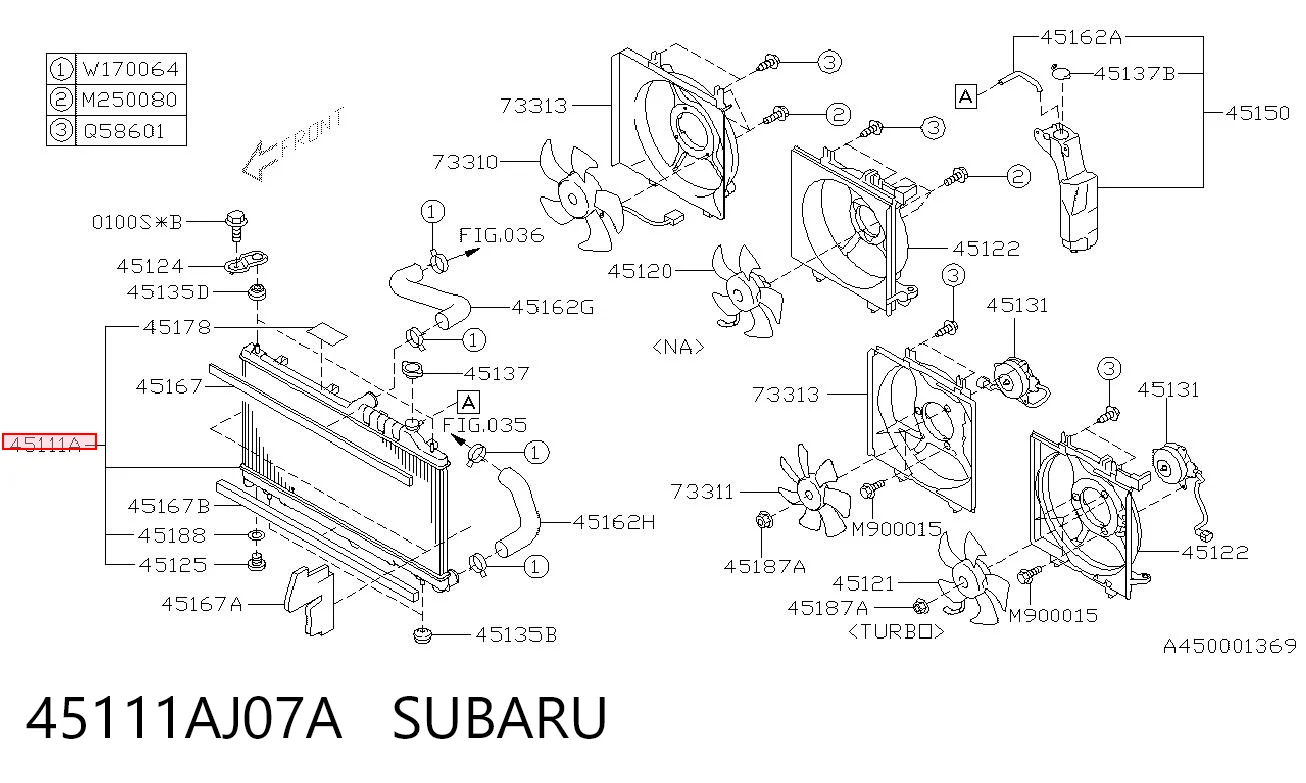 45111AJ07A Subaru Refrigeración del motor