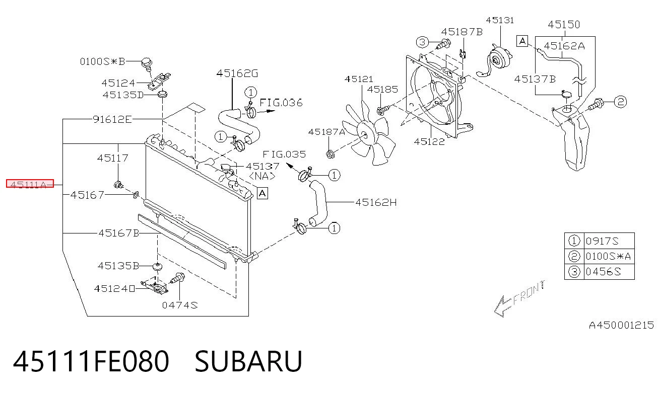 45111FE080 Subaru Refrigeración del motor