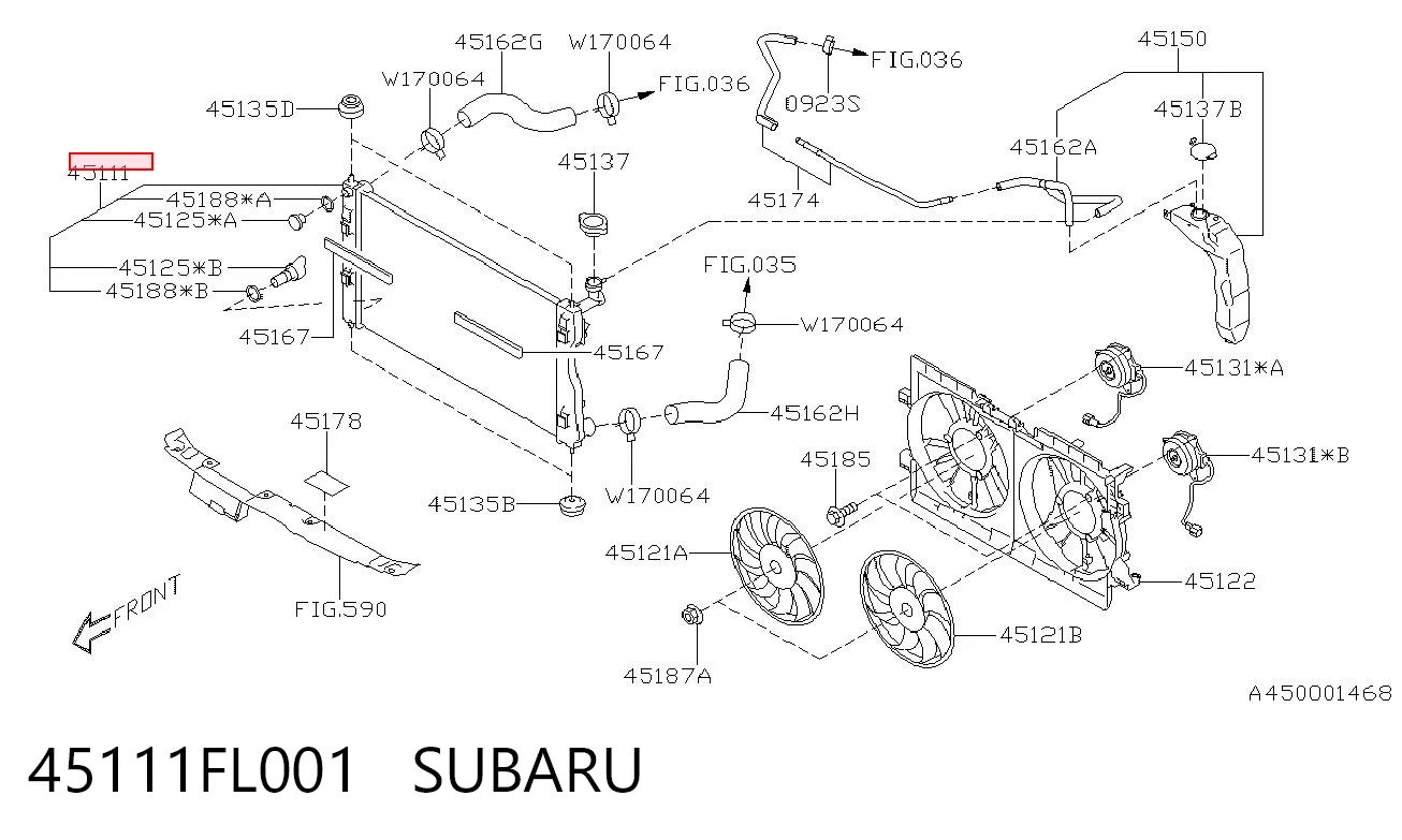 45111FL001 Subaru Refrigeración del motor