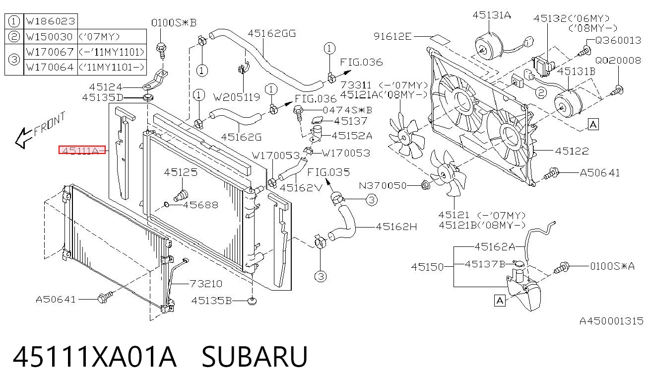 45111XA01A Subaru Refrigeración del motor
