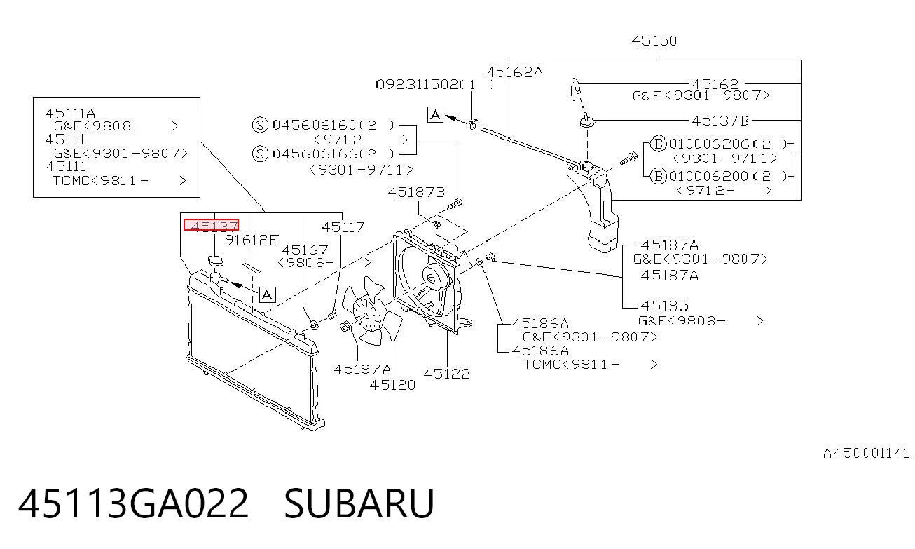 45113GA022 Subaru Tapa de radiador