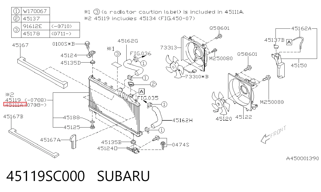 45119SC000 Subaru Refrigeración del motor