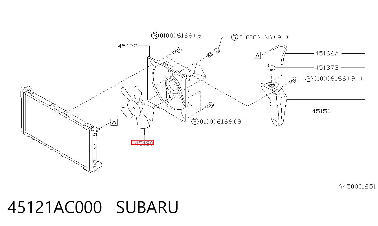 45121AC000 Subaru Ventilador de refrigeración del motor
