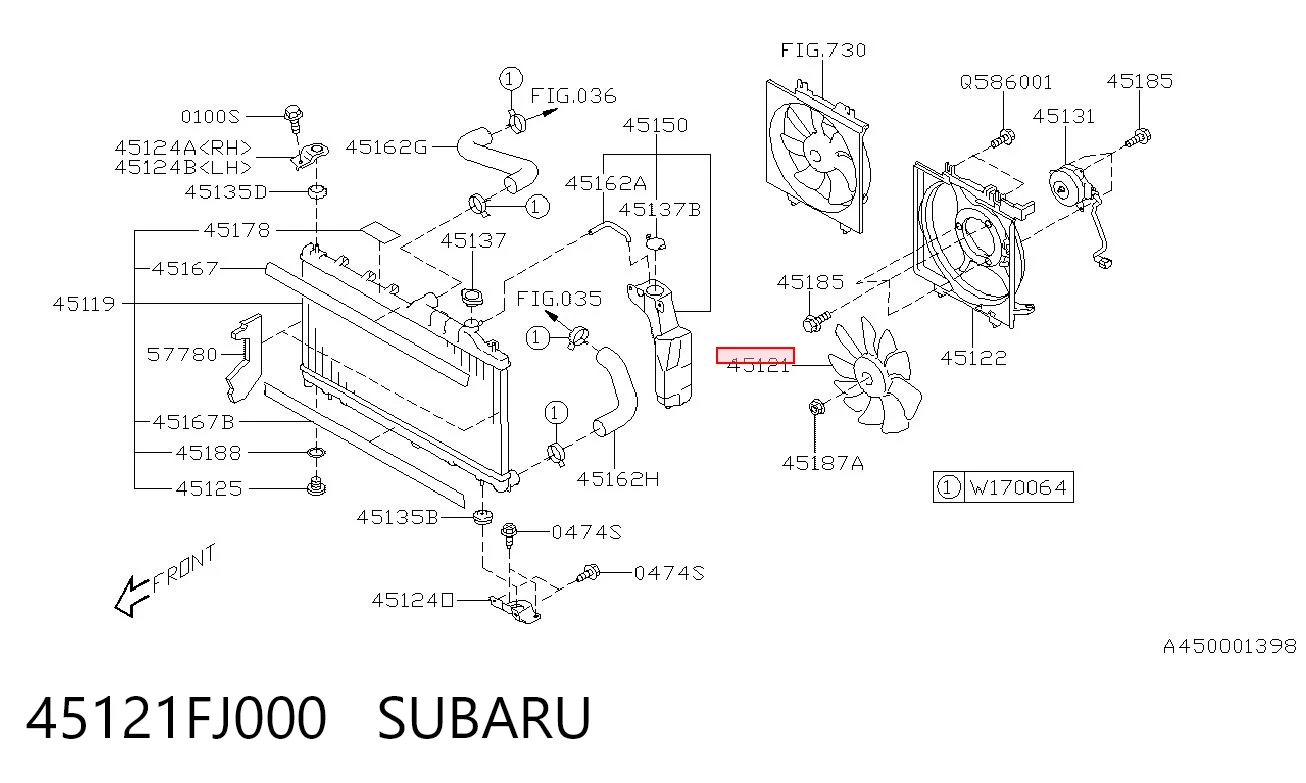 45121FJ000 Subaru Ventilador del radiador