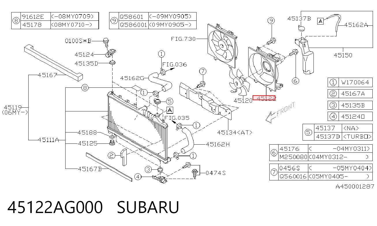 45122AG000 Subaru Radiador