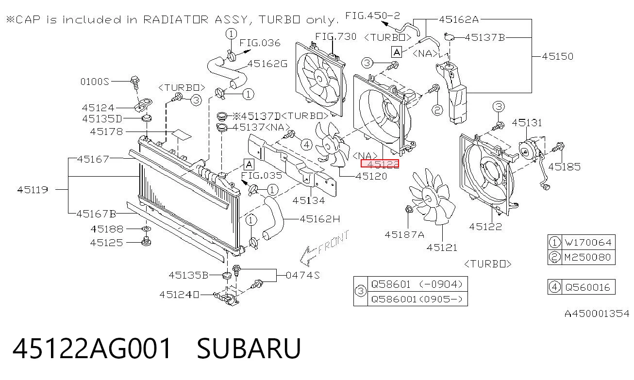 45122AG001 Subaru Radiador