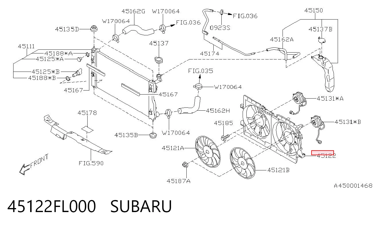 45122FL000 Subaru Radiador