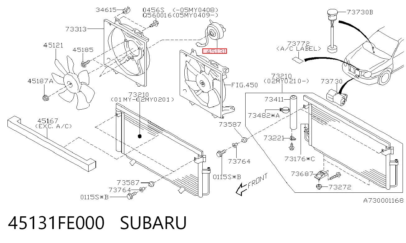 45131FE000 Subaru Ventilador izquierdo del radiador de refrigeración