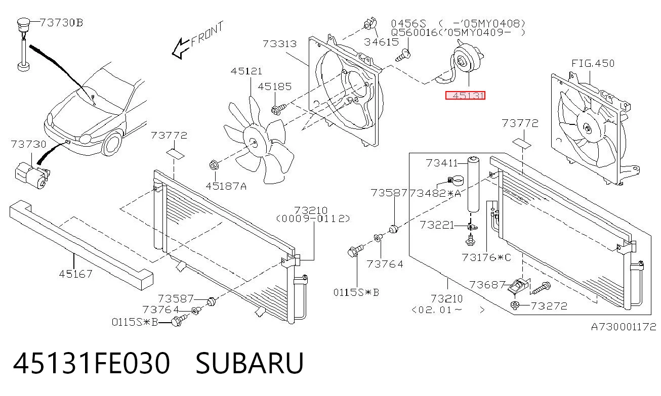 45131FE030 Subaru Motor del ventilador de refrigeración izquierdo