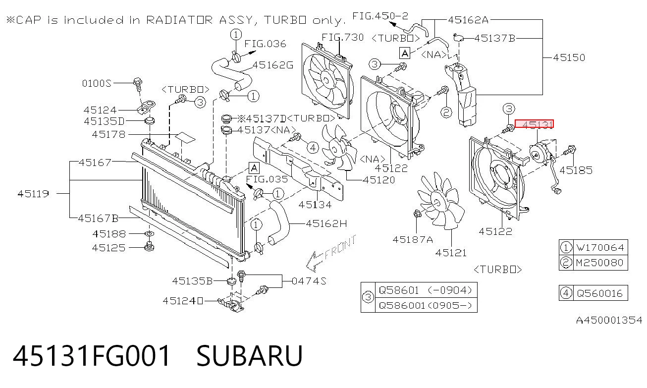 45131FG001 Subaru Motor eléctrico, ventilador del radiador 
