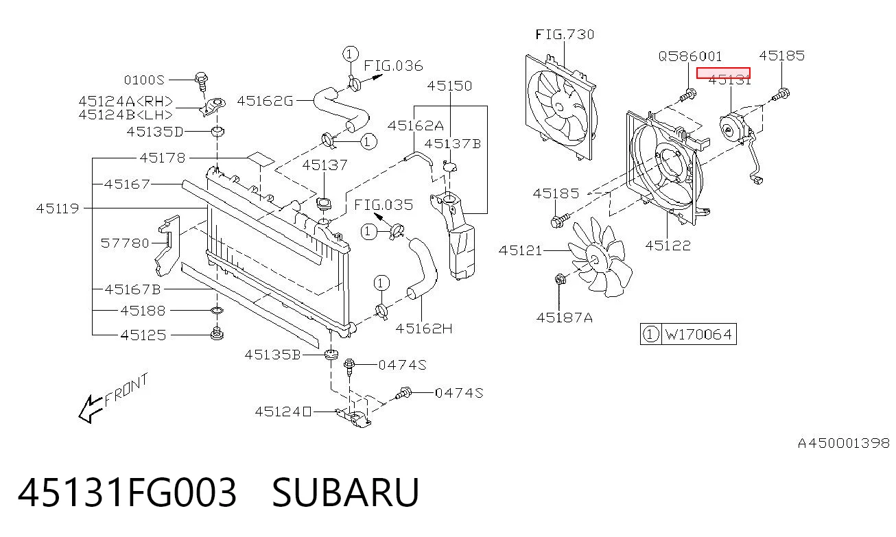 45131FG003 Subaru Motor eléctrico, ventilador del radiador 