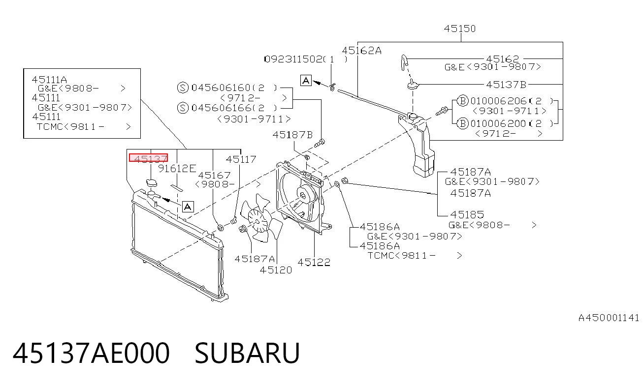 45137AE000 Subaru Tapa de radiador