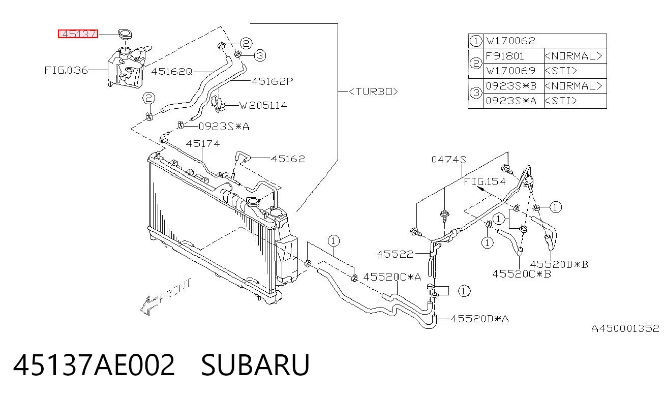 45137AE002 Subaru Tapa de radiador