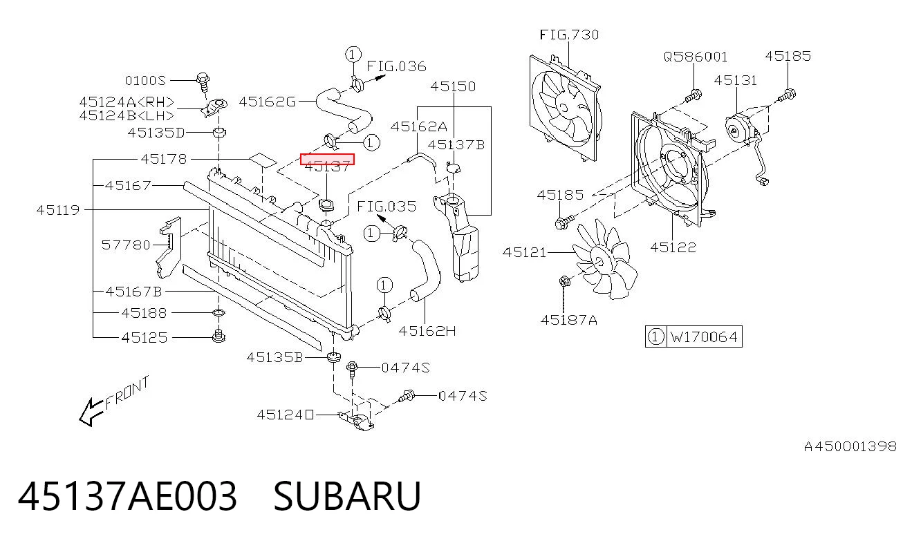 45137AE003 Subaru Tapa de radiador