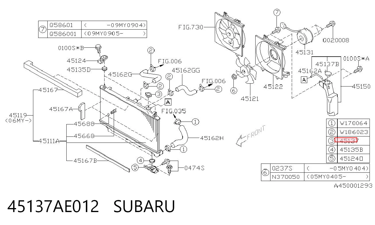 45137AE012 Subaru Tapa de radiador