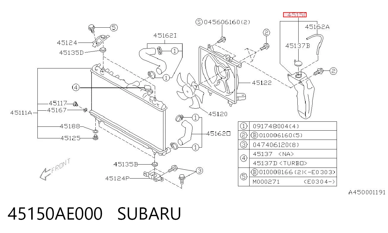 45150AE000 Subaru Depósito de expansión