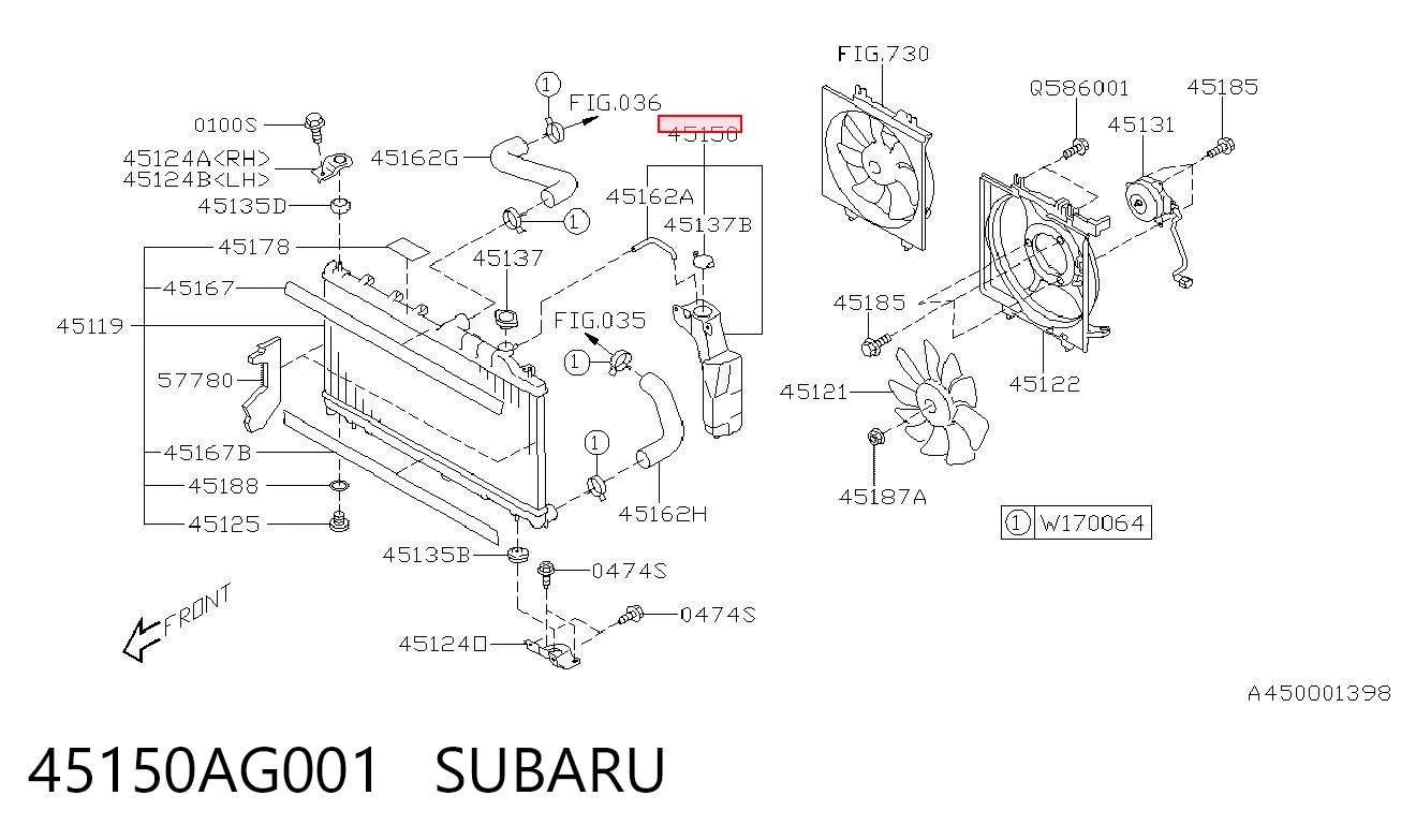 45150AG001 Subaru Depósito de expansión