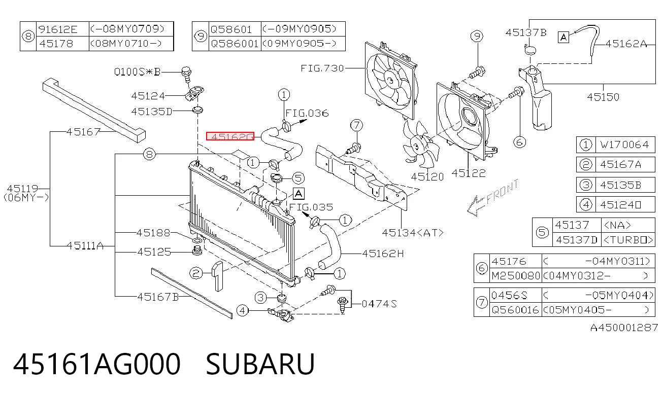 45161AG000 Subaru Manguera superior del radiador