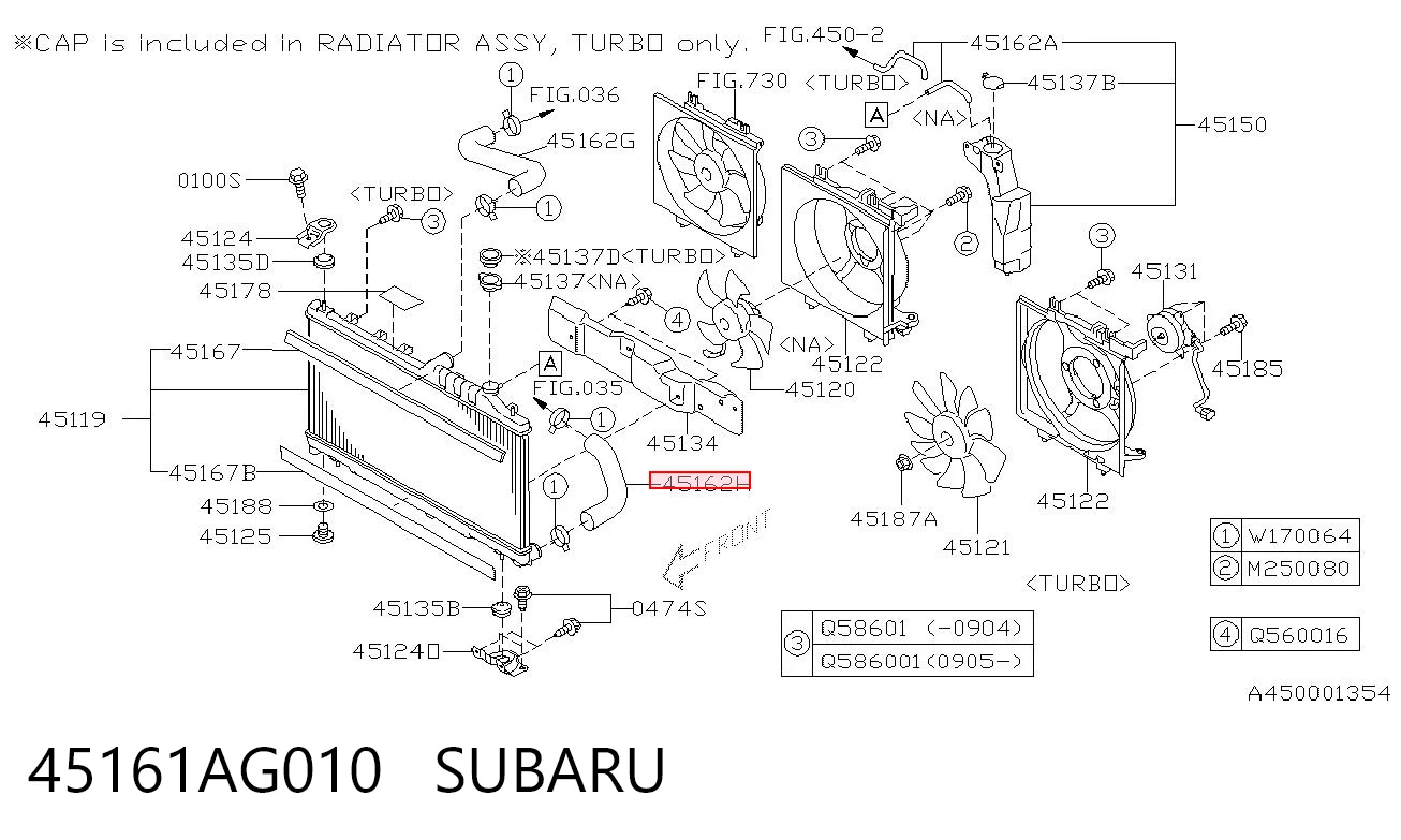 45161AG010 Subaru Manguera inferior del radiador