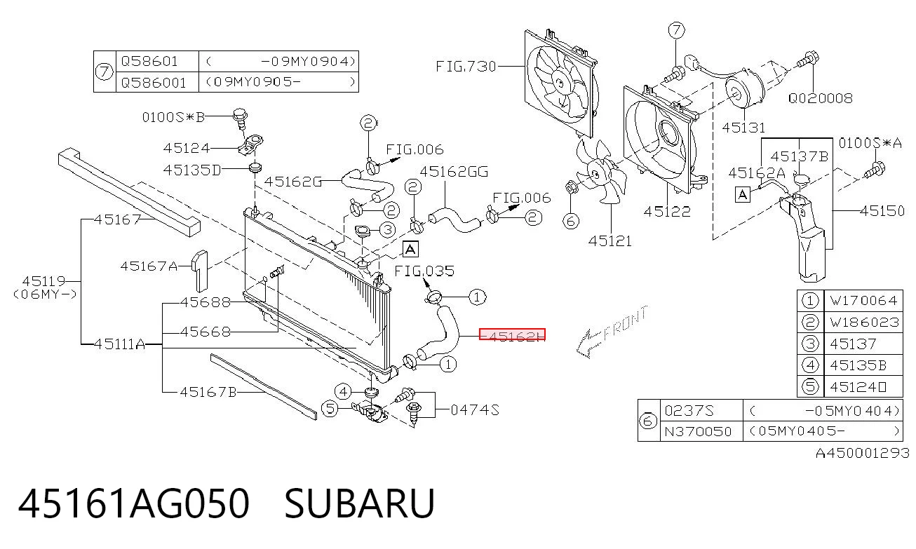 45161AG050 Subaru Manguera inferior del radiador