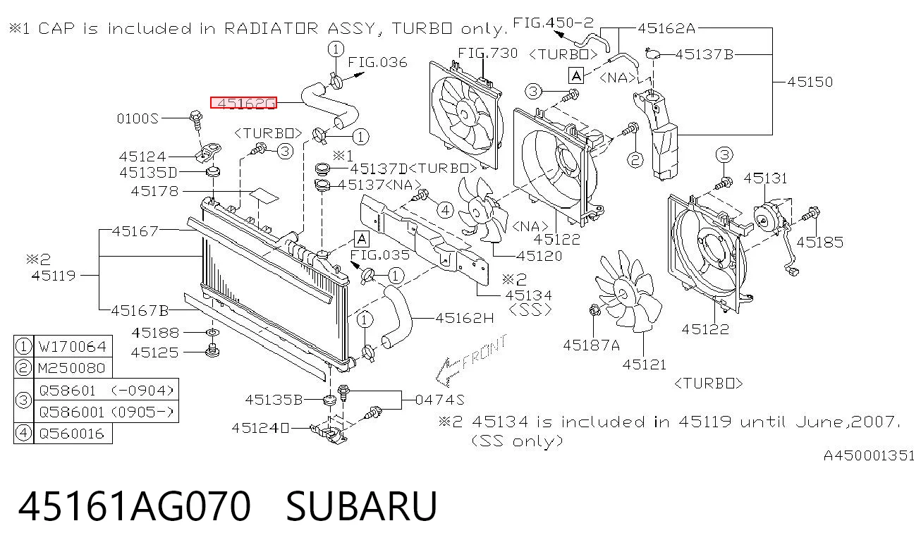 45161AG070 Subaru Manguera superior del radiador
