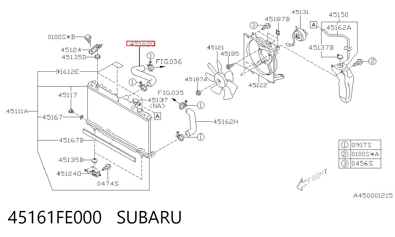 45161FE000 Subaru Manguera superior del radiador
